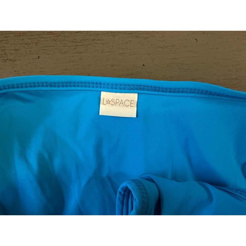 L Space Ribbed Bikini Bottom Turquoise Blue Low Rise Swim Small NWOT - Picture 2 of 3
